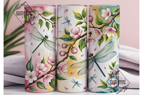 Sakura Dragonfly 20oz Tumbler Wrap Sublimation sassyprint 