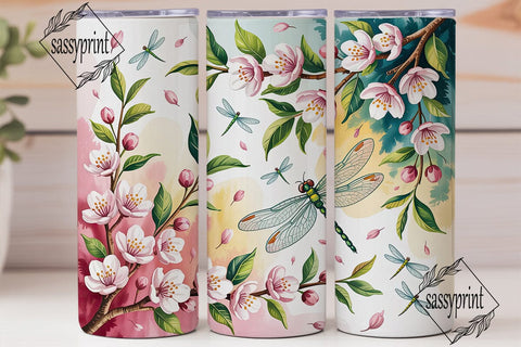 Sakura Dragonfly 20oz Tumbler Wrap Sublimation sassyprint 