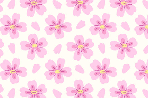 Sakura Flowers Seamless Pattern Digital Pattern Rin Green 
