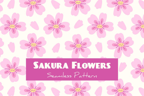 Sakura Flowers Seamless Pattern Digital Pattern Rin Green 