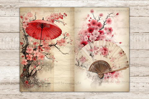Sakura Junk Journal Pages | Flowers Collage Sheet SVG GlamArtZhanna 