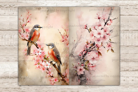 Sakura Junk Journal Pages | Flowers Collage Sheet SVG GlamArtZhanna 
