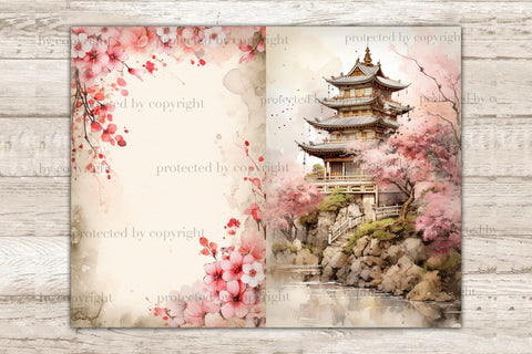 Sakura Junk Journal Pages | Flowers Collage Sheet SVG GlamArtZhanna 