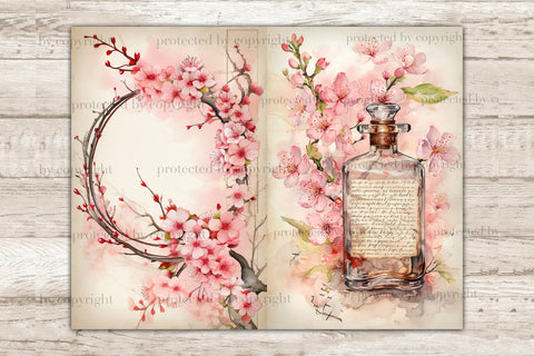 Sakura Junk Journal Pages | Flowers Collage Sheet SVG GlamArtZhanna 