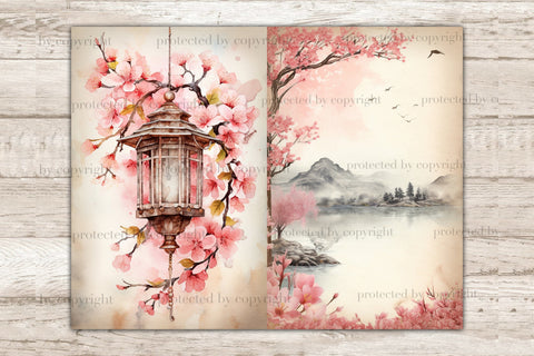 Sakura Junk Journal Pages | Flowers Collage Sheet SVG GlamArtZhanna 
