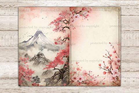 Sakura Junk Journal Pages | Flowers Collage Sheet SVG GlamArtZhanna 