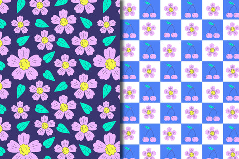 Sakura Vintage Seamless Patterns Digital Pattern Rin Green 
