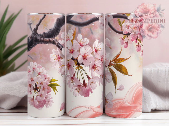 Sakura Zen Blossom Floral Tumbler Wrap, Asian Blossom Design, Spring Sakura Art, Oriental Pattern Cup, Delicate Flower Gift, Pink Blossom Wrap, Zen Garden Sublimation Sublimation Li Zamperini 