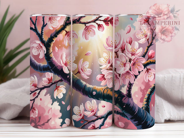 Sakura Zen Blossom Floral Tumbler Wrap, Asian Blossom Design, Spring Sakura Art, Oriental Pattern Cup, Delicate Flower Gift, Pink Blossom Wrap, Zen Garden Sublimation Sublimation Li Zamperini 