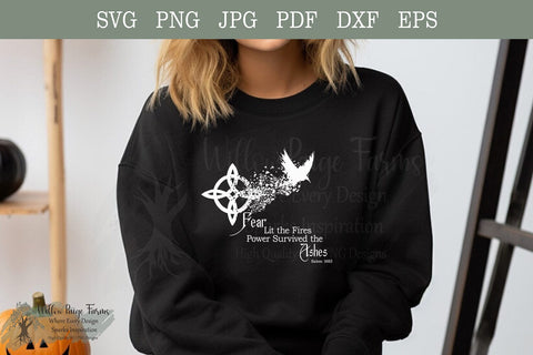 Salem 1692 – Fear Lit the Fires, Power Survived the Ashes | Witch’s Knot dispersed to Raven | Gothic Symbolic Design png jpg eps pdf dxf svg SVG Willow Paige Farms 