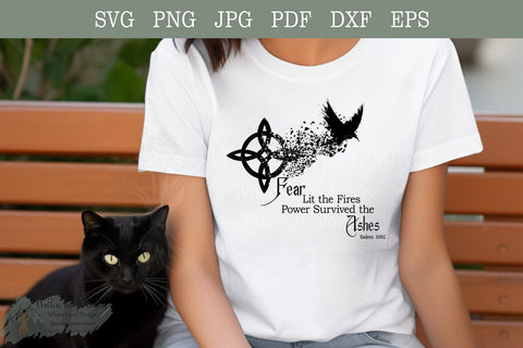 Salem 1692 – Fear Lit the Fires, Power Survived the Ashes | Witch’s Knot dispersed to Raven | Gothic Symbolic Design png jpg eps pdf dxf svg SVG Willow Paige Farms 