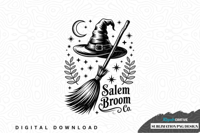 Salem broom co. witch hat and broom sublimation png design Sublimation Regulrcrative 