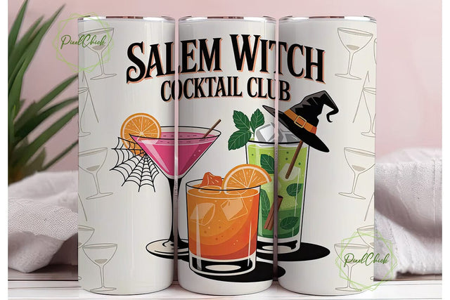 Salem Witch Cocktail Club 20oz Tumbler Sublimation PixelChick 