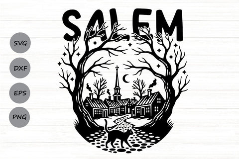 Salem Witch| Halloween Salem town SVG Cutting Files. SVG CosmosFineArt 
