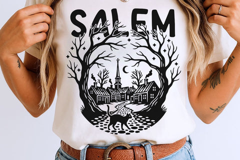 Salem Witch| Halloween Salem town SVG Cutting Files. SVG CosmosFineArt 