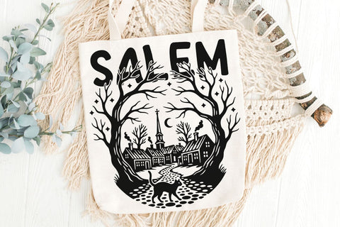 Salem Witch| Halloween Salem town SVG Cutting Files. SVG CosmosFineArt 