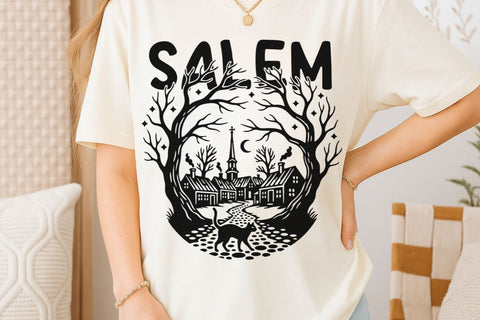 Salem Witch| Halloween Salem town SVG Cutting Files. SVG CosmosFineArt 
