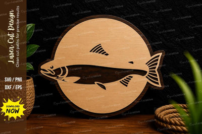 Salmon Fish Round Ornament Laser Cut SVG File SVG Regulrcrative 