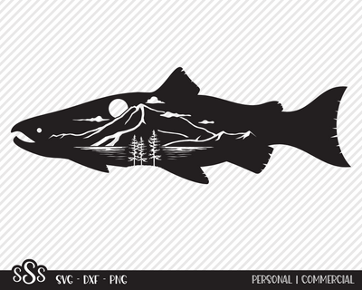 Salmon Mountain Scene Design SVG Texas Southern Cuts 