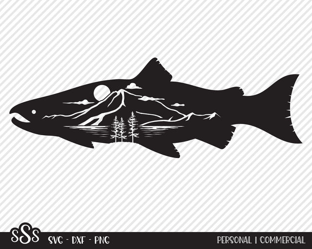 Salmon Mountain Scene Design SVG Texas Southern Cuts 