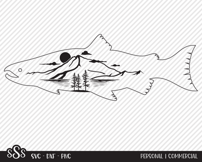 Salmon Outline Mountains SVG Texas Southern Cuts 