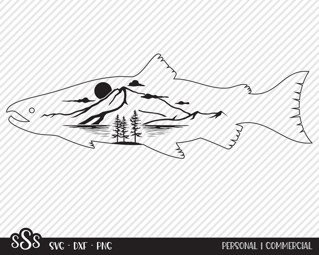 Salmon Outline Mountains SVG Texas Southern Cuts 