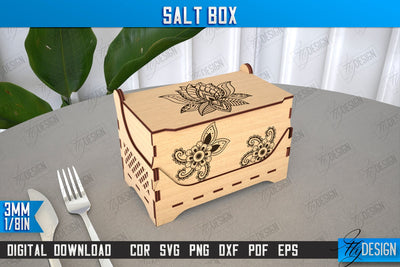 Salt Box | Kitchen Items | Storage Box | Salt Sugar Container | CNC File SVG Fly Design 