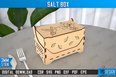 Salt Box | Kitchen Items | Storage Box | Salt Sugar Container | CNC File SVG Fly Design 