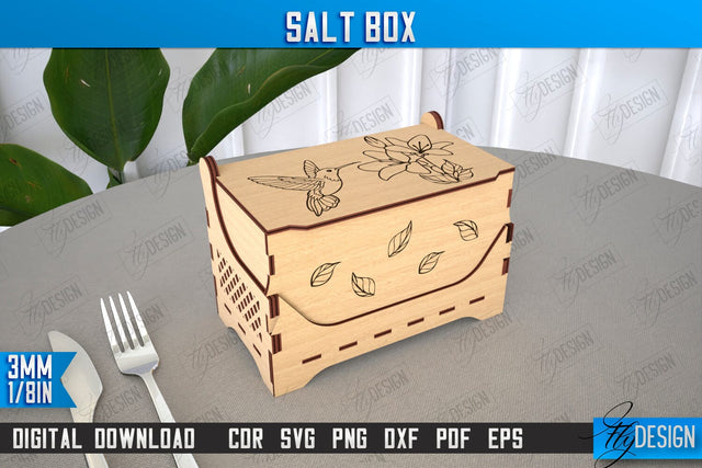 Salt Box | Kitchen Items | Storage Box | Salt Sugar Container | CNC File SVG Fly Design 