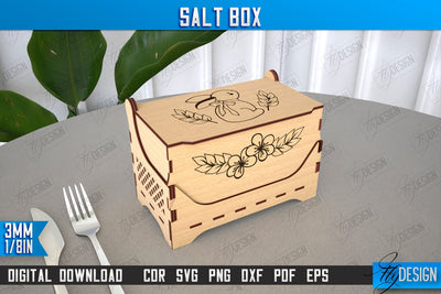 Salt Box | Kitchen Items | Storage Box | Salt Sugar Container | CNC File SVG Fly Design 