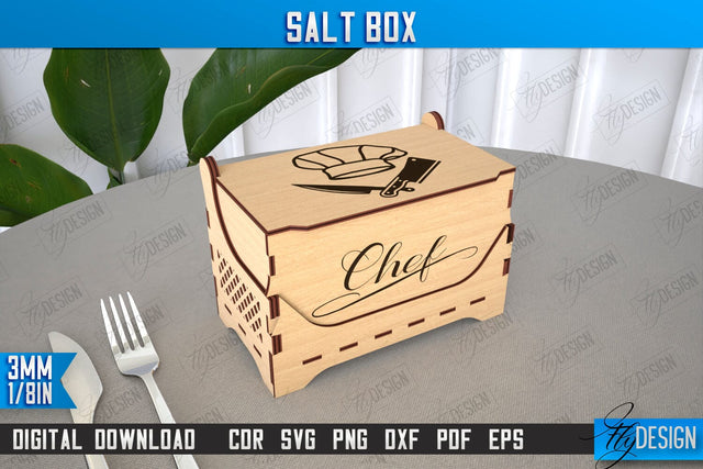 Salt Box | Kitchen Items | Storage Box | Salt Sugar Container | CNC File SVG Fly Design 
