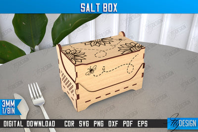 Salt Box | Kitchen Items | Storage Box | Salt Sugar Container | CNC File SVG Fly Design 