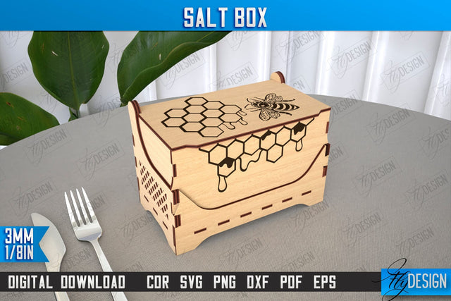 Salt Box | Kitchen Items | Storage Box | Salt Sugar Container | CNC File SVG Fly Design 