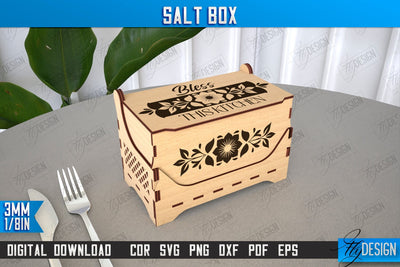 Salt Box | Kitchen Items | Storage Box | Salt Sugar Container | CNC File SVG Fly Design 