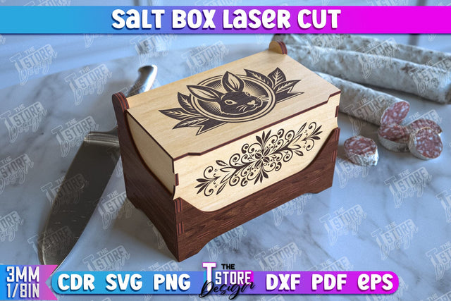 Salt Box | Kitchen Items | Storage Box | Salt Sugar Container | CNC File SVG The T Store Design 
