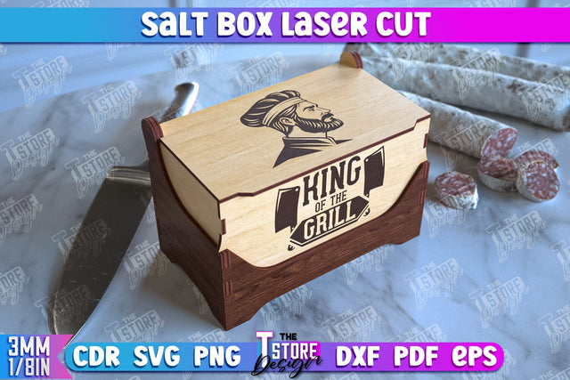 Salt Box | Kitchen Items | Storage Box | Salt Sugar Container | CNC File SVG The T Store Design 