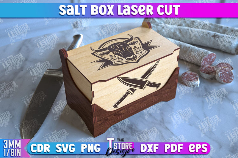 Salt Box | Kitchen Items | Storage Box | Salt Sugar Container | CNC File SVG The T Store Design 