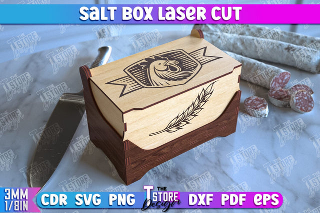 Salt Box | Kitchen Items | Storage Box | Salt Sugar Container | CNC File SVG The T Store Design 
