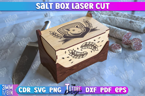 Salt Box | Kitchen Items | Storage Box | Salt Sugar Container | CNC File SVG The T Store Design 