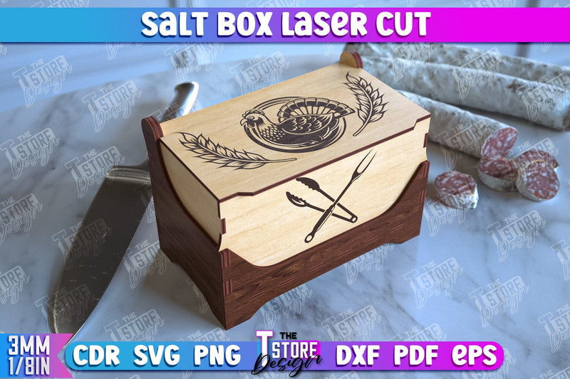 Salt Box | Kitchen Items | Storage Box | Salt Sugar Container | CNC File SVG The T Store Design 