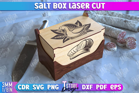 Salt Box | Kitchen Items | Storage Box | Salt Sugar Container | CNC File SVG The T Store Design 