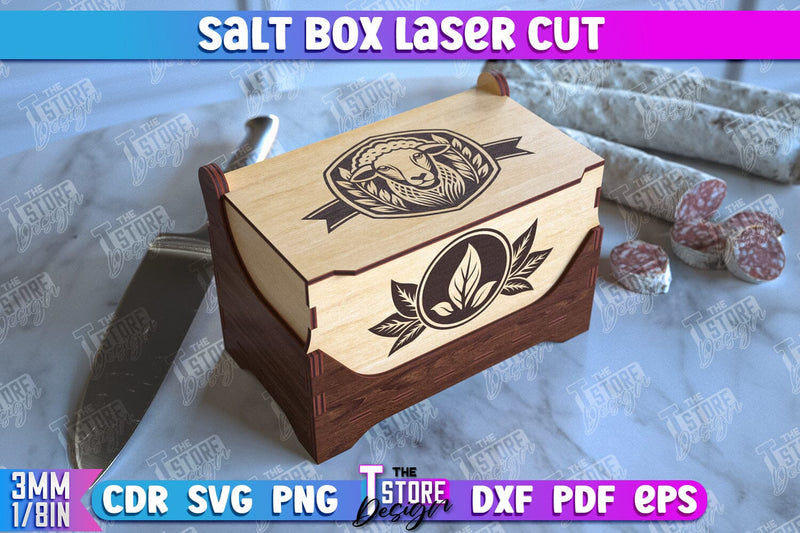 Salt Box | Kitchen Items | Storage Box | Salt Sugar Container | CNC File SVG The T Store Design 