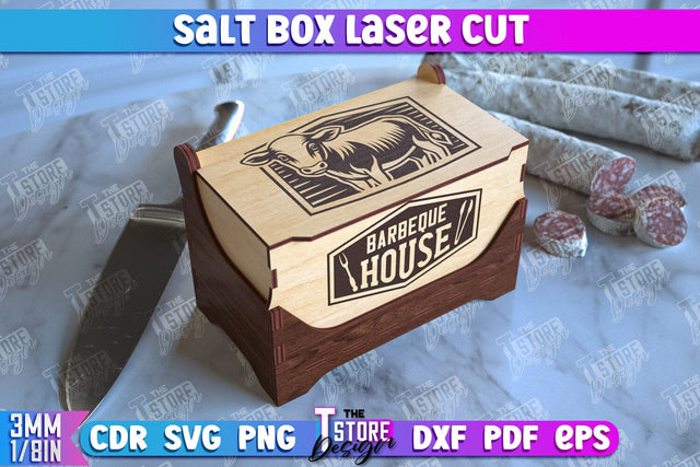 Salt Box | Kitchen Items | Storage Box | Salt Sugar Container | CNC File SVG The T Store Design 
