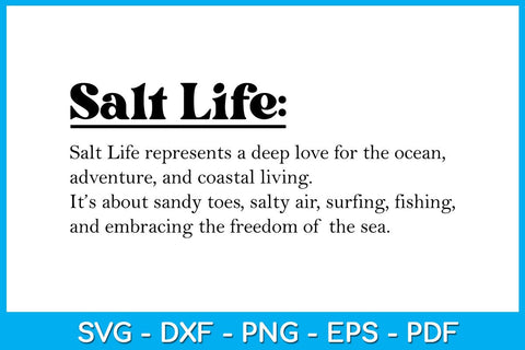 Salt Life Words SVG PNG PDF Cut File SVG Creativedesigntee 