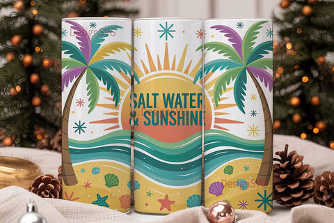 Salt Water & Sunshine 20oz Tumbler Wrap Sublimation DesignSVG 