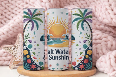 Salt Water & Sunshine 20oz Tumbler Wrap Sublimation DesignSVG 