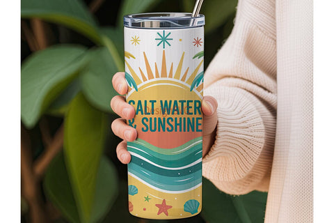 Salt Water & Sunshine 20oz Tumbler Wrap Sublimation DesignSVG 