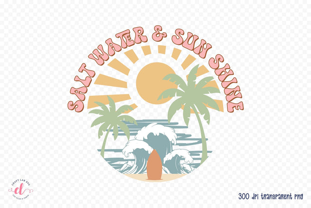 Salt Water & Sunshine | Retro Summer Sublimation Sublimation CraftLabSVG 