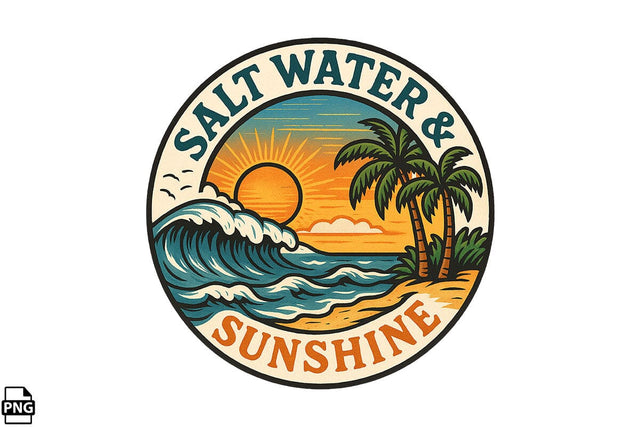 Salt Water & Sunshine Summer PNG Printable File Sublimation Creativedesigntee 