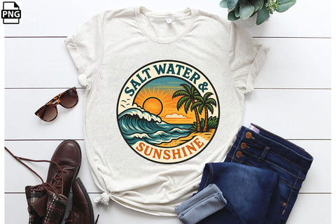 Salt Water & Sunshine Summer PNG Printable File Sublimation Creativedesigntee 